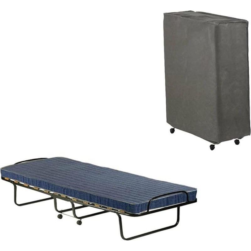 Talamo Italia - Ada Folding Bed with 12 Slats, Includes Mattress, Space Saving Cot, 100% Made in Italy, 80 x 190 x 37 cm, with Cover