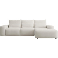 Selsey Sofa Corner Sofa Bed Couch with Storage Space Sleep Function Easy Care with Cushion Lumbar Cushion L Shape Freestanding Right Hydrophobic Chenille Cream Carnos