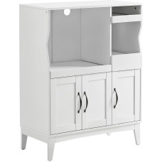 HOMCOM Kitchen Cabinet Sideboard Kitchen Furniture with Fold-Out Shelf Storage Cabinet Drawer Cabinet for Kitchen Dining Room White 84 x 39 x 109 cm