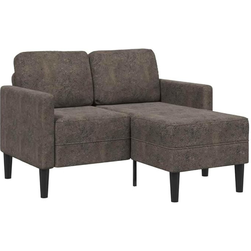 vidaXL 2 Seater Sofa with Chaise Longue L Shape Dark Grey 125cm Faux Leather 2 Seater Sofa for Bedroom Two Seater Couch 2 Seater Sofa L Shape