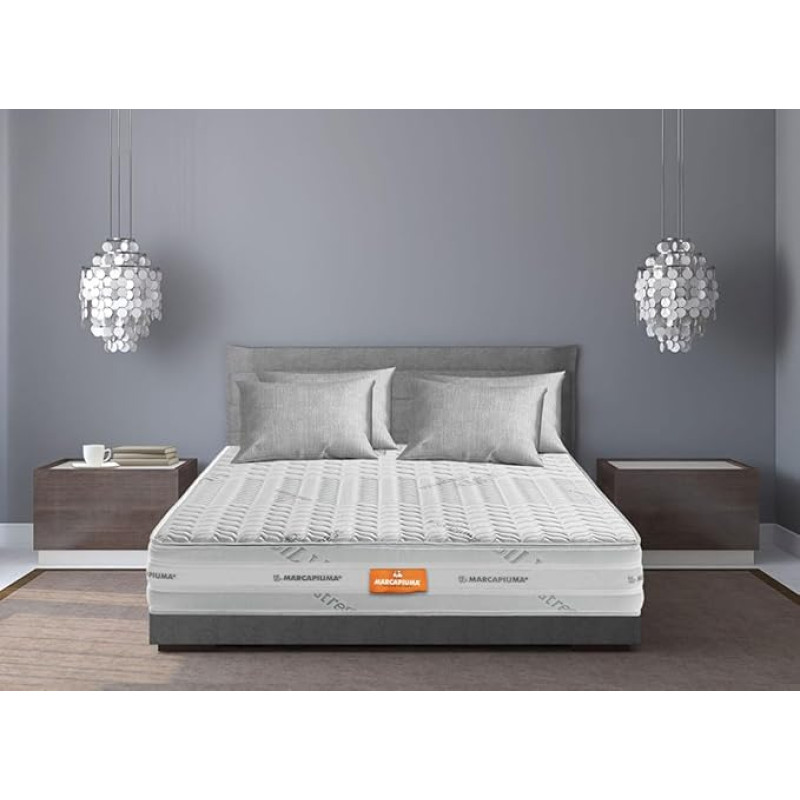 Marcapiuma - Double Mattress Sunshine Visco Foam 140 x 200 H 25 cm Orthopaedic H2 Medium 9 Zone Visco Mattress Removable Cover Silver and Carbon Fibre Against Mites Breathable Made in Italy