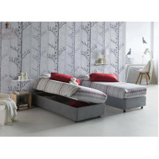 Talamo Italia - Melissa Single Bed with Fabric Cover, 100% Made in Italy, Side Opening, Suitable for Mattress 80 x 190 cm, Grey