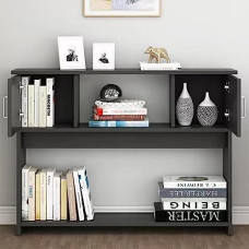 Konsolen-Sofa-Tische, schmaler Konsolentisch, Konsolentisch, moderner schmaler Tisch, Beistelltisch, Langer Konsolentisch für den Eingangsbereich mit 2 Schranktüren und unterem Regal, Akzent