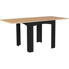 IDMarket - Dona Extendable Rectangular Dining Table for 4-8 People Black Beech Effect Table Top 80-160 cm