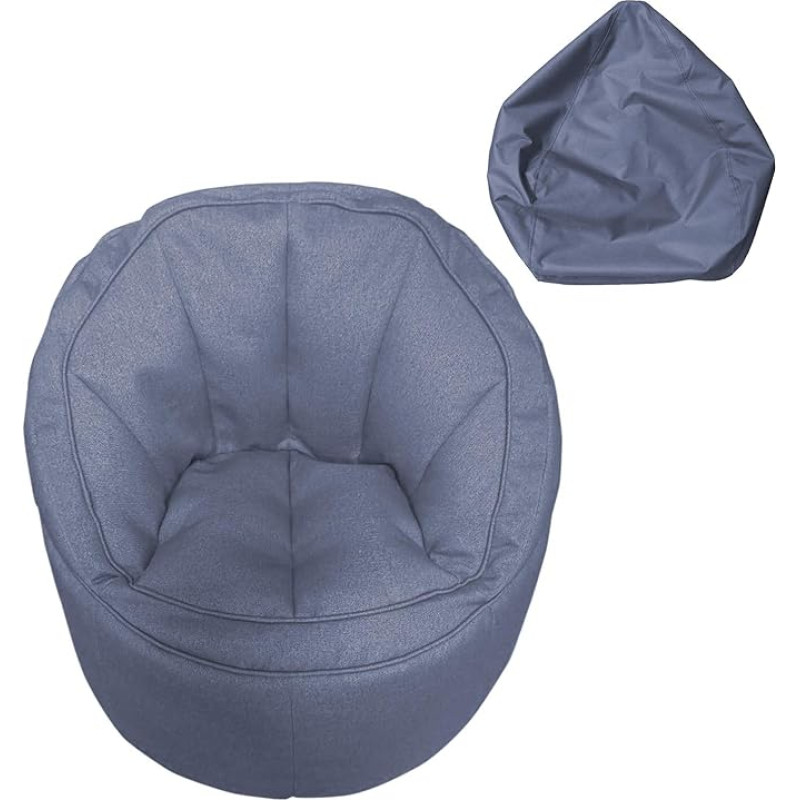 Rebecca Mobili RE6520 Armchair without Upholstery Seat Pouf Cover Blue Polyester Soft Hinged Bedroom Living Room 70 x 75 x 75 cm (H x L x W)