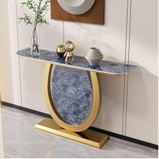 JHDXL Console Table, Console Table, Entrance Table with Elegant Metal Frame in Industrial Style, for Hallway, Entrance, Office, Corridor, Coffee Table Behind Sofa (Blue, 100 x 30 cm / 39.5 x 12 inches