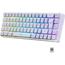 EMPIRE GAMING K508 Compact Wireless Gaming Keyboard (French) - Wireless/2.4G/Type-C - PS4/PS5/PC/Mac - RGB Backlight - 23 Anti-Ghosting Keys - White