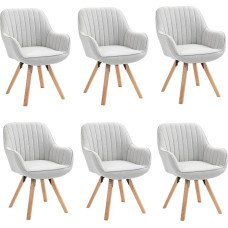 MEUBLE COSY Swivel Dining Room Chairs, Set of 6, Kitchen Chairs, Upholstered Chairs, Swivel Chairs with Armrest, Armchair, Make-Up Chair, Made of Fabric, Solid Wood Legs for Dining Room, Living
