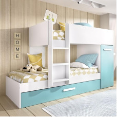Rimobel Tom Melamine Bunk Bed, Grey/Emerald, Double