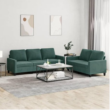 qohoio 2-TLG. Sofagarnitur mit Kissen Sofa Wohnzimmer Sitzgruppe Wohnzimmer Sofa Set Sofas FüR Wohnzimmer Dunkelgrün Samt - 3201518