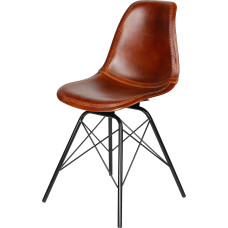 Casa Moro Dining Chair, Leather Chair, Dining Chair, Real Leather, Brown Seat, Metal Frame, Waiting Room Chair, Conference Chair, Modern