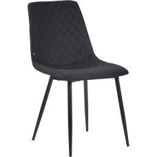 CLP Telde Fabric Dining Room Chair, Quilted Kitchen Chair, Upholstered Chair with Metal Frame, Recliner Chair, Visitor Chair, Colour: Black