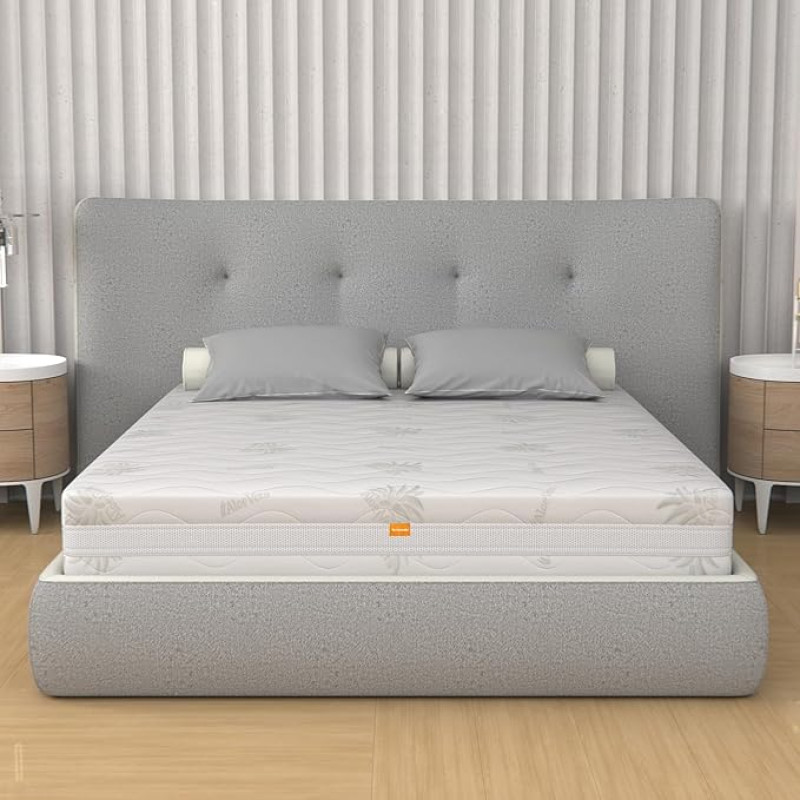 MiaSuite Mattress Memory Bed 120 x 190 High 26 cm Removable Orthopaedic with Medical Device Mattress 3 Layers Memory 6 cm 9 Sections and Surface Made of Waterfoam and Gel Relax