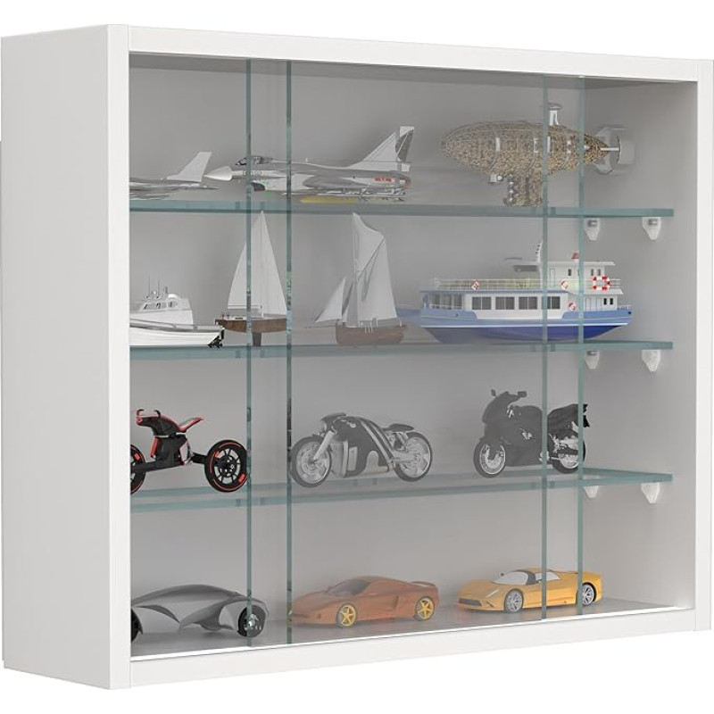 VCM Drivalo S Hanging Glass Display Cabinet Dimensions H 40 x W 50 x D 12 cm Modern and Space-Saving Glass Display Cabinet White