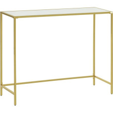 HOMCOM Console Table Side Table Modern Sofa Table up to 25 kg Decorative Table for Living Room Hallway Vintage Industrial Design Steel + Glass Gold + White 100.5 x 35.5 x 80 cm