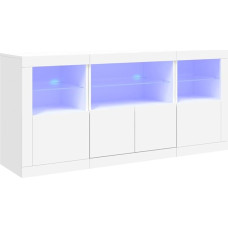 vidaXL Sideboard, Chest of Drawers with Lots of Storage Space, Highboard Cabinet with LED Lights, Sideboard, Side Cabinet, Standing Cabinet, Modern, White