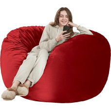 HABUTWAY 4ft Giant Memory Foam Bean Bag Bean Bag with Microfibre Cover - Red