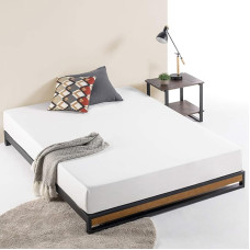 Zinus Black Metal Wooden Bed Frame 190 x 135 cm