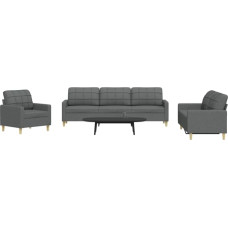 ShGaxin 3-TLG. Sofagarnitur Dunkelgrau Stoff, Balkonmöbel Set, Gartenmöbel Set, Gartenlounge Set, Terassenmöbel, Loungemöbel Terrasse - 3278288