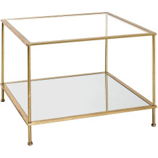 HAKU Möbel Art Deco Side Table Gold Metal Safety Glass Mirror Dimensions W 60 cm x H 45 cm x D 60 cm