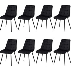 EGOONM Set of 8 Modern Velvet Dining Room Chairs Padded Kitchen Chairs Armless Chairs Metal Lounge Chairs with Backrests (Black)