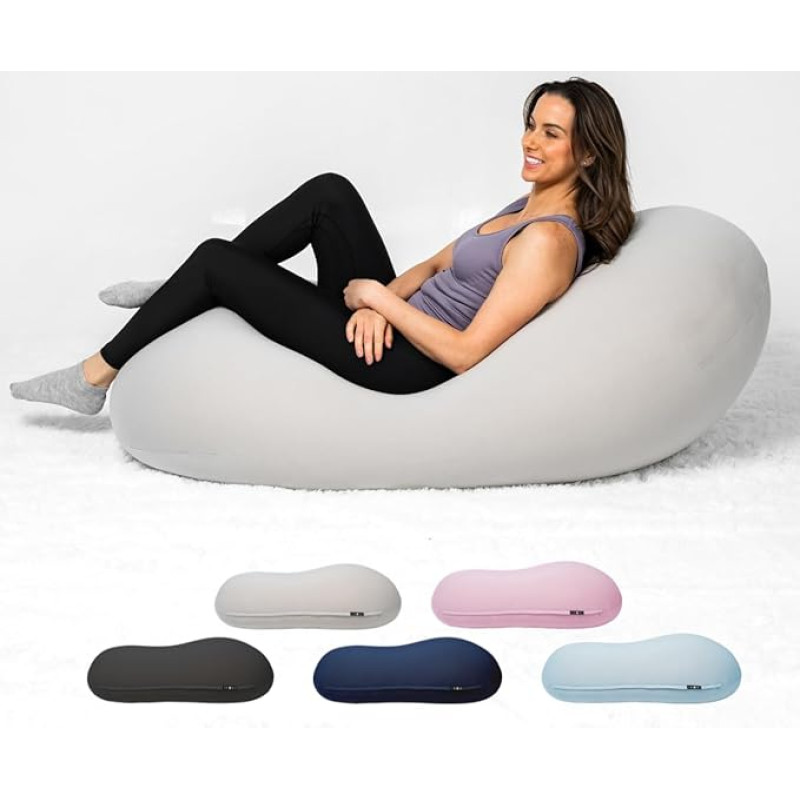 Moon Pod Bean Bag Chairs for Adults, Grey - The Zero-Gravity Bean Bag Chair for Stress, Comfort & Deep Relaxation All Day - Ultra Soft Ergonomic Support for Back & Neck -