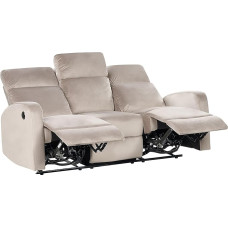 Verdal Electrically Adjustable 3-Seater Sofa Velvet Beige Taupe with Relaxing Function