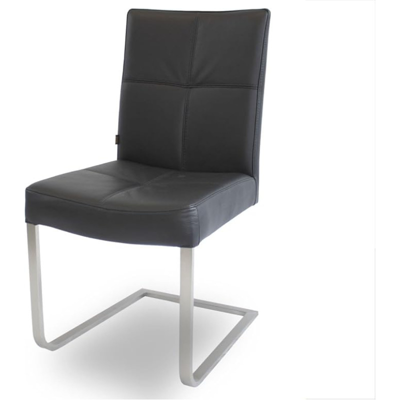 Libero Cantilever Chair Leather Chair Stainless Steel Leather Chairs Cowhide Black