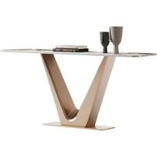 Vickyliou Entrance Table， Moderner Konsolentisch aus Kunstmarmor mit Sensorlicht und Metallfuß for den Eingangsbereich,Console Table with Storage(Gold,S)