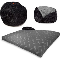 CordaRoy's Bean Bag Faux Fur Faux Leather Full Black