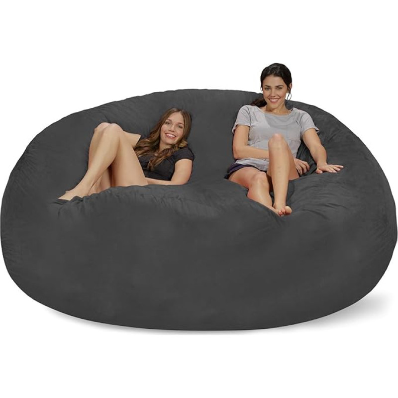 CHILL SACK Giant Memory Foam Bean Bag 8ft Large Sofa with Soft Microfibre Cover Charcoal Grey