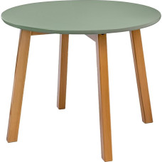 POSNORD Round Coffee Table 60 cm for Living Room - Side Table Made of MDF with Beech Wood Legs - Scandinavian Coffee Table with Painted Surface Olive Green