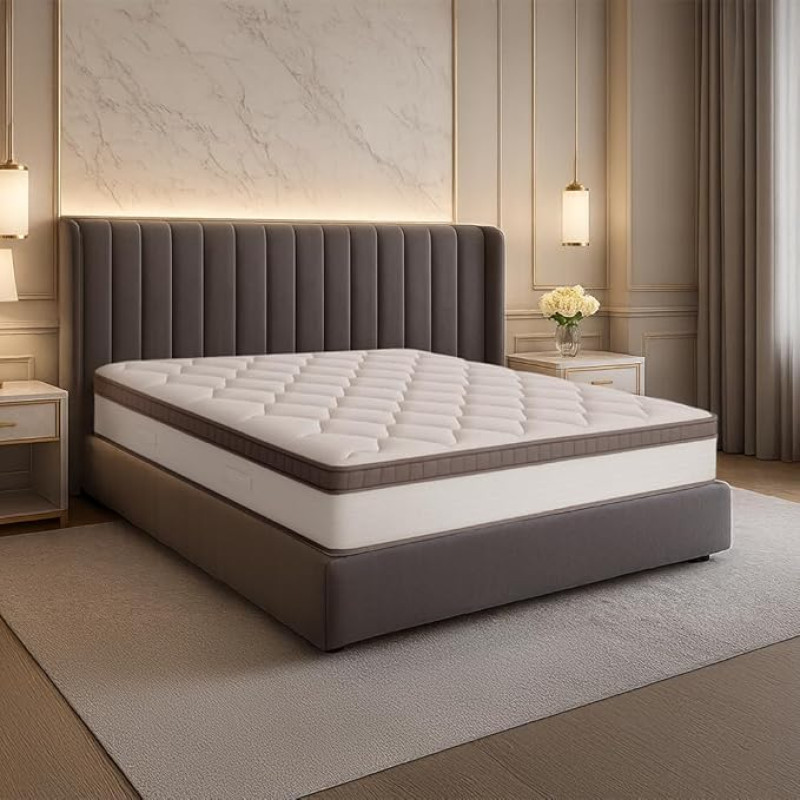 Farmarelax Spring Rest Memo FR EUl Spring Core, Memory Foam, White, 160 x 190 cm