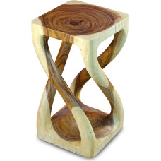 Kinaree Suar Wooden Side Table BUENG - 51 cm Height, Rectangular Surface with Twisted Struts - Handmade Solid Wood Side Table, Asian Furniture Made of Exotic Wood
