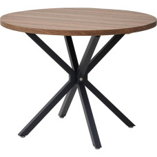 EGOONM Round Dining Table for 4-6 People, Kitchen Table with Metal Feet, 100 cm Round Table for Kitchen, Dining Room, Living Room (Dark Wood Grain)