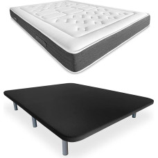 DUÉRMETE ONLINE 3D Memory Foam Padding with 5 Reinforcement Rods Bio Nature + 6 Metal Feet 27cm 135x190 Black