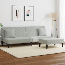 Willood 2-TLG. Sofagarnitur mit Kissen Hellgrau Samt Loungesofa Lounge Sitzmöbel Wohnzimmer Sofas3216262