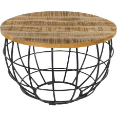 Amago home Round Coffee Table Diameter 55/60/65/75 cm Industrial Style Metal Frame Colour Lexington Diameter 55 cm Black / Tobacco