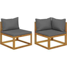 Leepesx 2-Piece Sofa Set with Dark Grey Cushions, Floor Sofa, Chaise Longue, Couch, Couch Sofa, Relaxing Sofa, Sofas & Couches, Living Room Sofa, Solid Acacia Wood