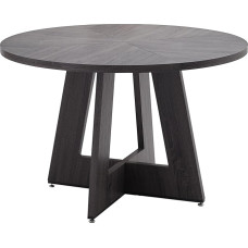 DEYARNA HOME Round Dining Table for 4-6 People, Farm Kitchen Table, Large Dining Table, MDF Kitchen Table for Dining Room, Kitchen, Living Room (Black, 120 x 120 x 76 cm)