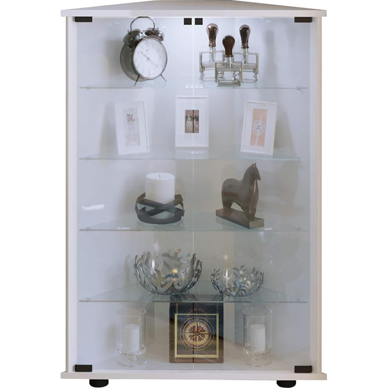 Glass Display Cabinet Standing | Glass Display Cabinet with Tempered Safety Glass | Dimensions Approx. H 88 x W 67 x D 23 cm | Standing Glass Display Cabinet | Modern and Space-Saving | Glass Display
