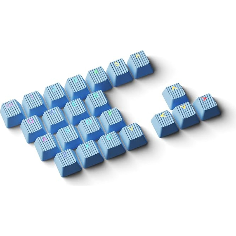 HK Gaming Rubber Keycaps Set, Non-Slip Texture, Double Shot Keycap Set, 23 Keys OEM Profile Keycaps, for Mechanical Keyboard, Compatible with Cherry MX, Gateron, Kailh, Malibu