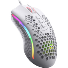 Redragon M808 Storm Lightweight RGB Gaming Mouse, 85 g, Ultralight Honeycomb Design, 12,400 DPI Optical Sensor, 7 Programmable Buttons, Precise Registration, Super Light Cable (White)