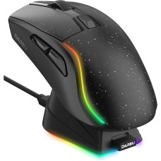 DAREU A950 Gaming Mouse with RGB Magnetic Charging Station, 88 g Lightweight, Programmable Tri-Mode Gamer Mouse Wireless, up to 12K DPI, 1000Hz, 120 Hours Playtime with RGB Lighting for PC, Mac