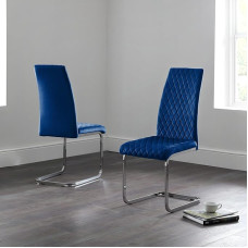 Julian Bowen Calabria Velvet Cantilever Chairs Set of 4 Blue