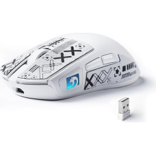 MAMBASNAKE M4 Ultra Light Wireless Gaming Mouse, 53g, PAW3311 Sensor, 24000 DPI, Tri-Mode Bluetooth/2.4G/Cable, RGB Lighting, 400mAh Battery, 20M Clicks, for Gaming/Work - White & Sticker