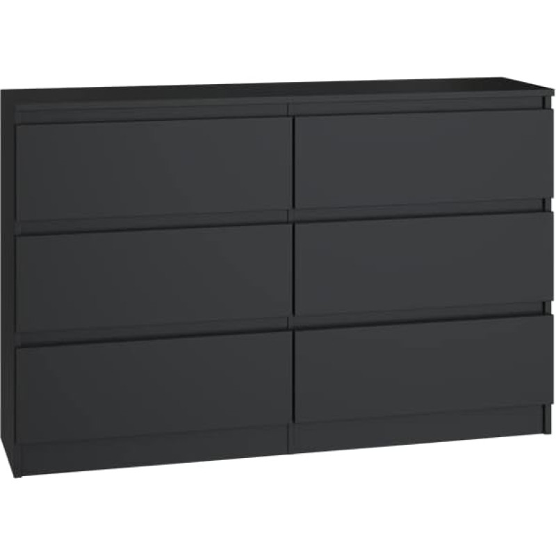 Oggi Lugo Malwa M6 120 Tall Chest of Drawers Bedroom Chest of Drawers Wood Look Bedroom Chest of Drawers for Clothing Industrial Style Four Spacious Drawers 120 x 30 x 77 cm Black