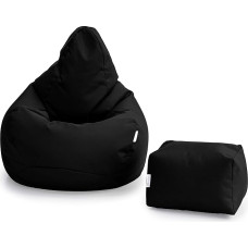 Loft 25 Gaming Bean Bag Outdoor Gaming Chair for Indoor Living Room Outdoor Water Resistant Ergonomic Design for Body Support Durable (Black, Bean Bag Set)