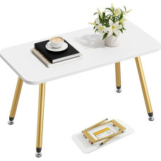 YITAHOME Folding Coffee Table, 80 x 40 x 45 cm, Portable Coffee Tables, No Installation Required, Side Table for Living Room, Bedroom, Office, Living Room Table, White