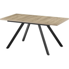 B&D home LIA 11202-FS-EISA-P Dining Table, Extendible 120-160 x 80 cm, for 4-6 People, Wooden Kitchen Table with Metal Frame for Dining Room, Kitchen, Scandinavian Industrial Design, Sand Oak Look